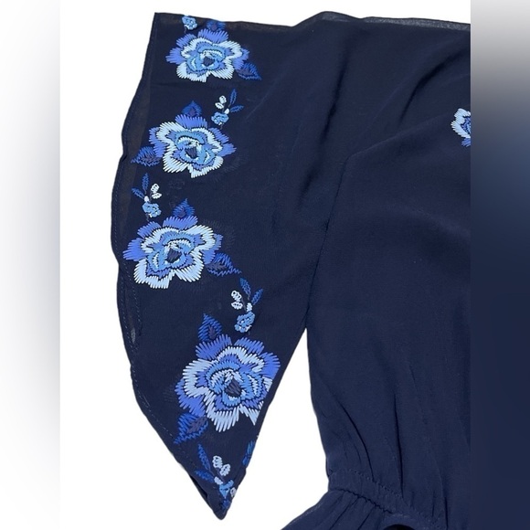 Sequin Hearts Blue Floral Boho Dress with Tassels in Women’s Size Extra Small - Picture 7 of 15